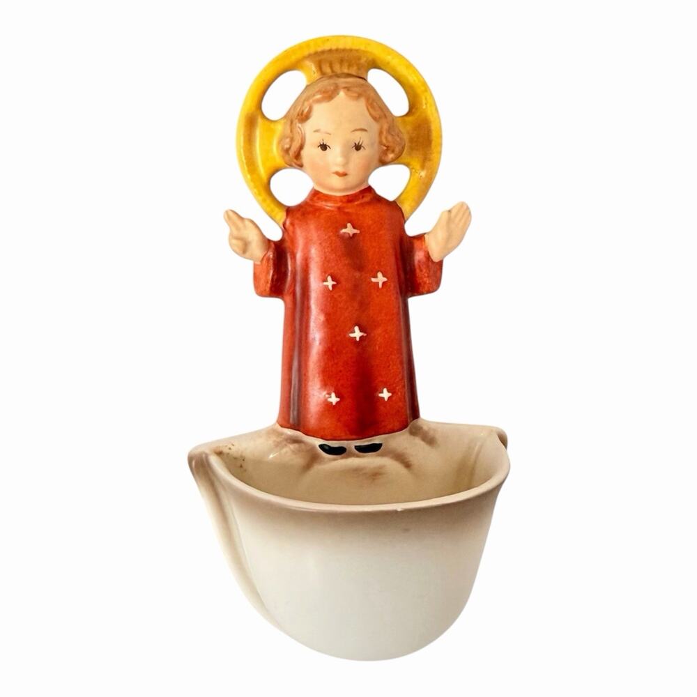 Vintage M.J. Hummel Figurine Holy Water Font Child Jesus Full Bee Germany 26/0